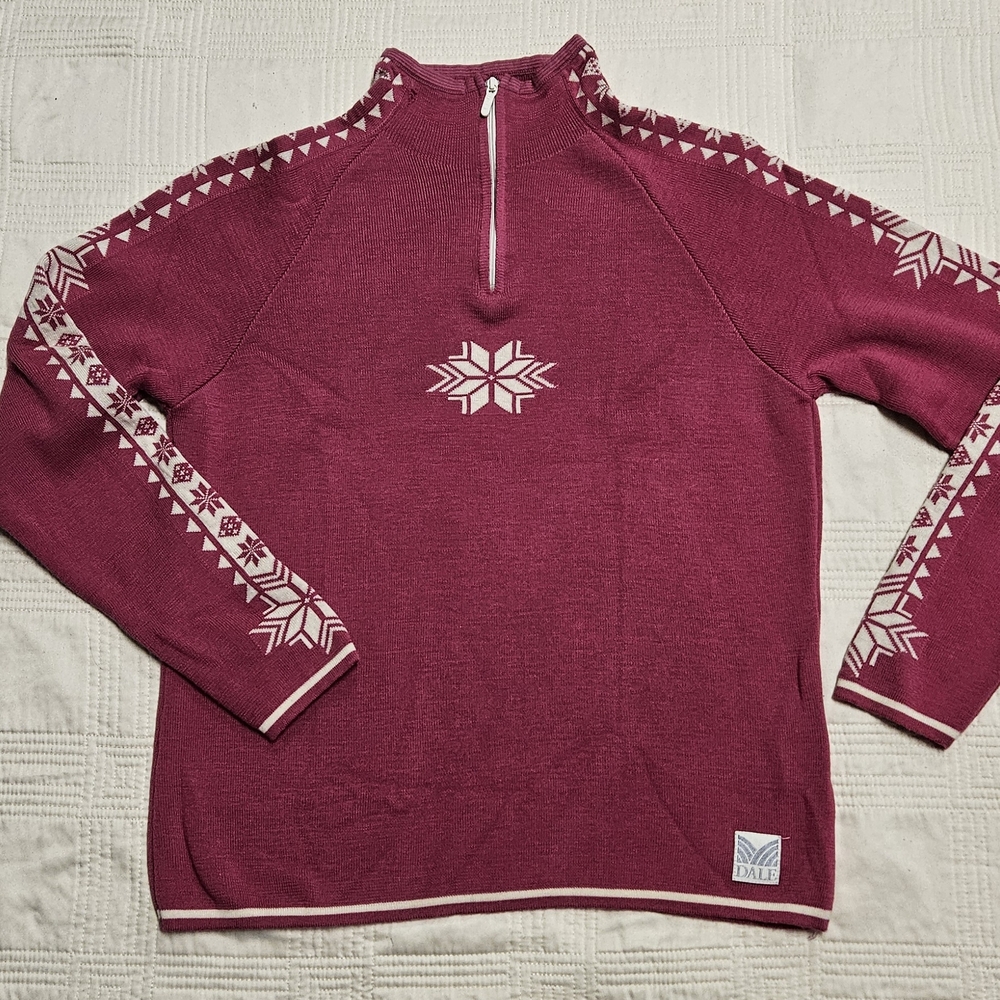 Dale of Norway Pink Half-Zip Sweater, Size Small